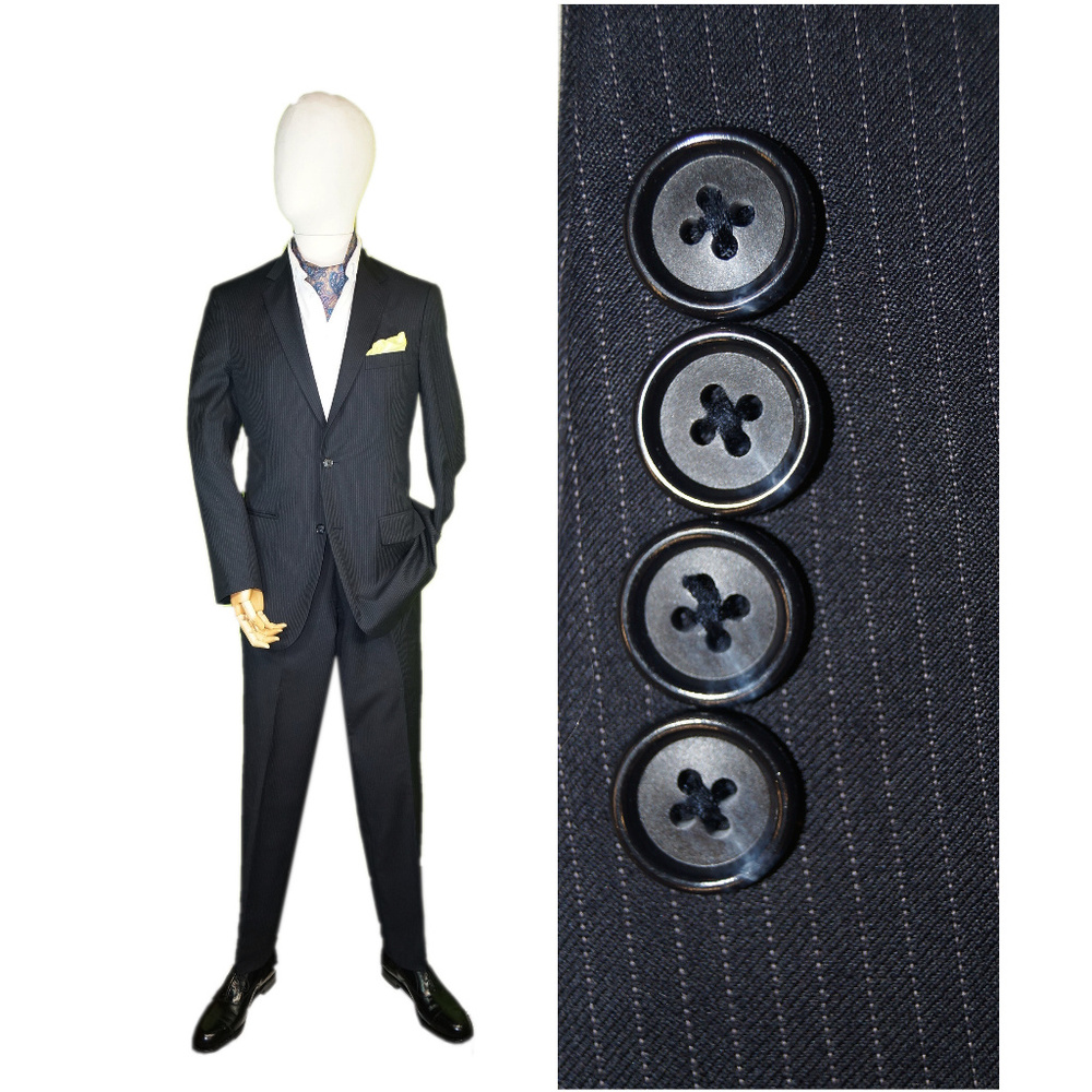 CUSTOM MADE 38R 32W MAXWELL CLOTHIERS  BLUE SUIT